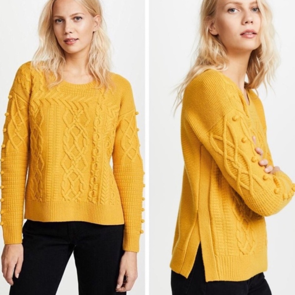 Madewell Side Slit Bobble Sleeve 100% Wool Sweater